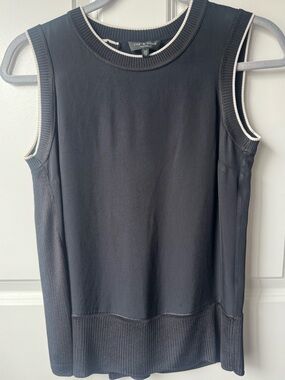 rag & bone Black Sleeveless Knit-Trim Shell Top | Size XXS